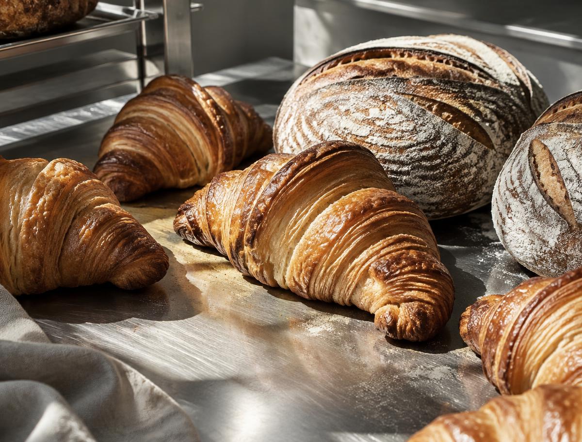 Friskbagte croissanter og surdejsbrød